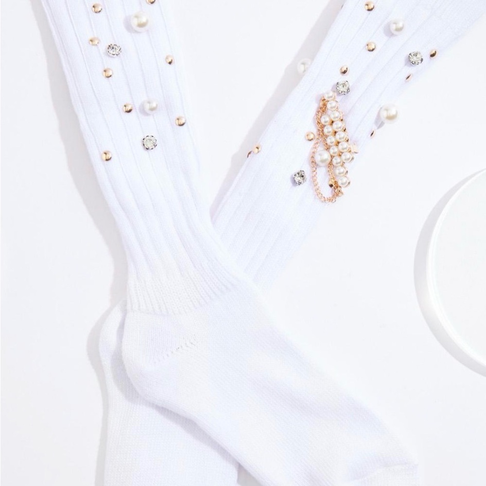 Elegant Charm Embellished Slutch Socks